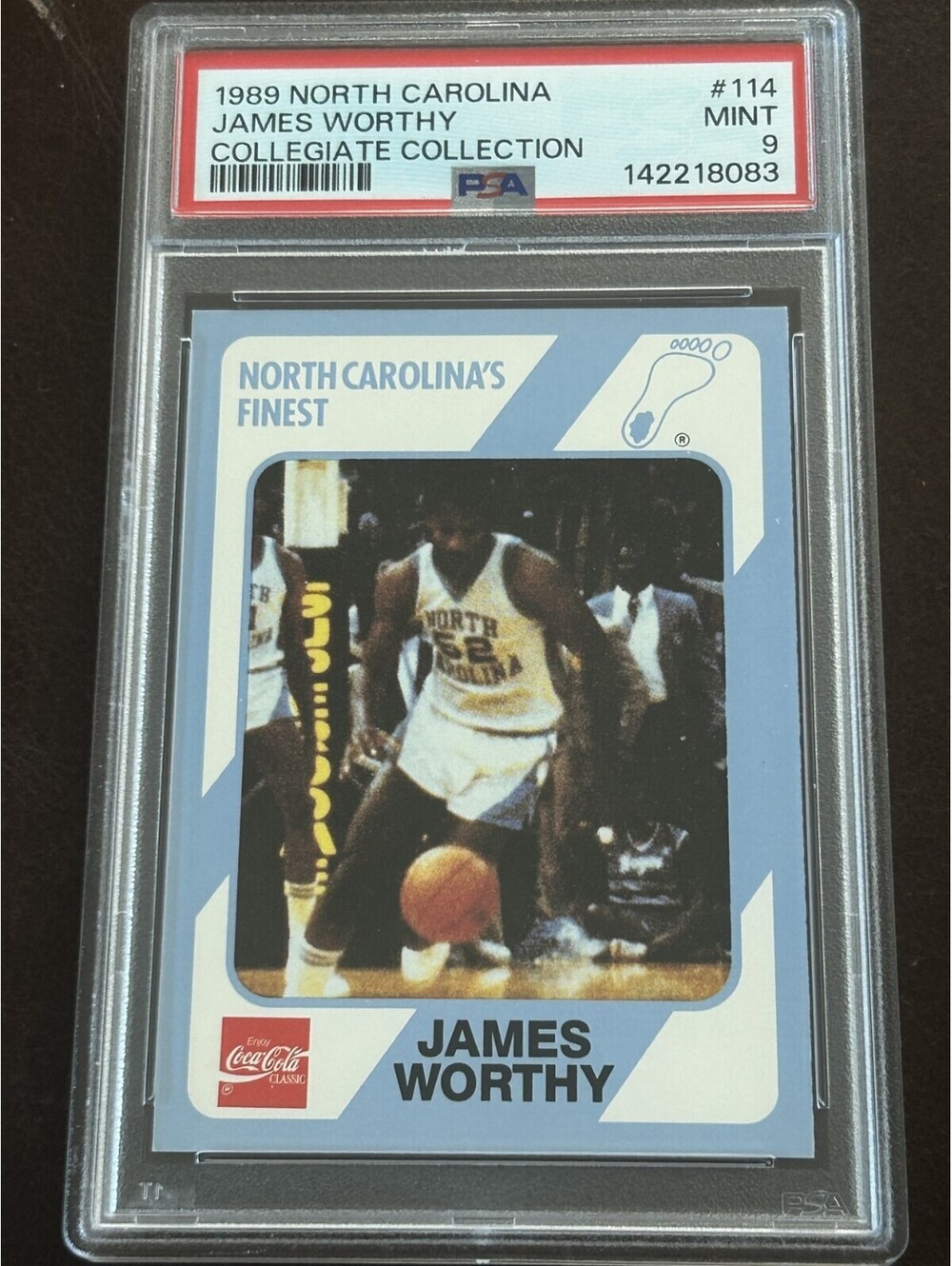 1989 NORTH CAROLINA JAMES WORTHY COLLEGIATE COLLECTION #114 PSA GRADED MINT